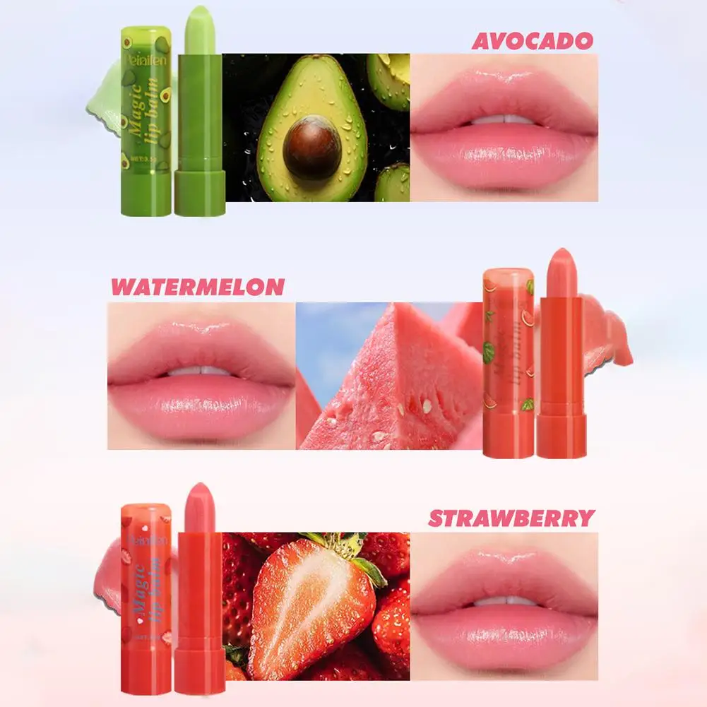 6 Pcs/Set Color Changing Lipstick Fruit Flavor Lip Balm, Nourishing Moisturizing & Non-Stick Cup Lip Gloss For Dry Lips