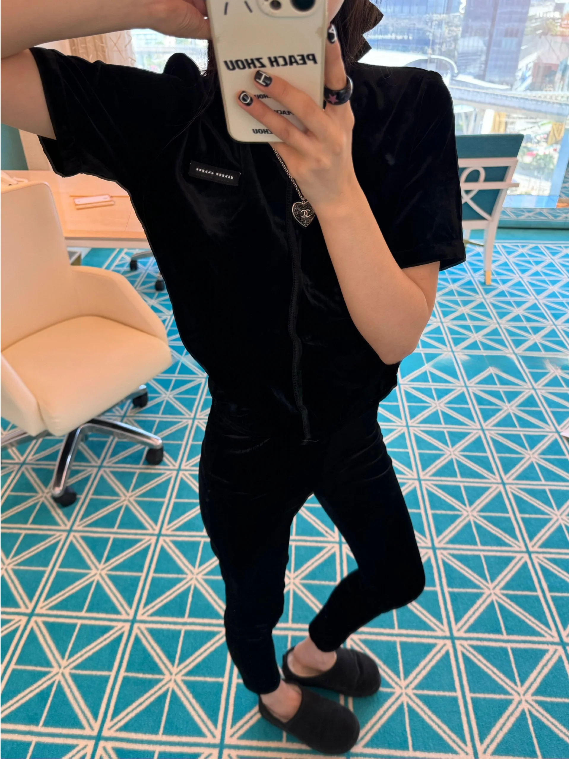 

PEACHZHOU Velvet Bal Miu Logo Midline ort Sve Slimming High-End f Sve Women Casual Sle Stand Fit T-irt