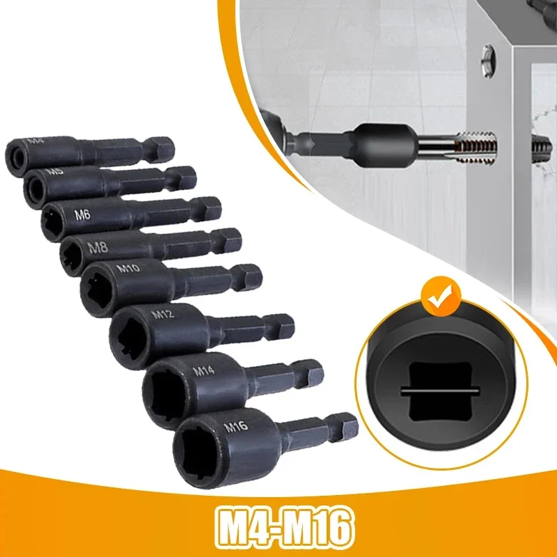 M4-M16 Screw Tap Socket Adapter Holder Extension Bar Hex Shank Machine Tap Driver Thread Tap Adapter for Electric Drill