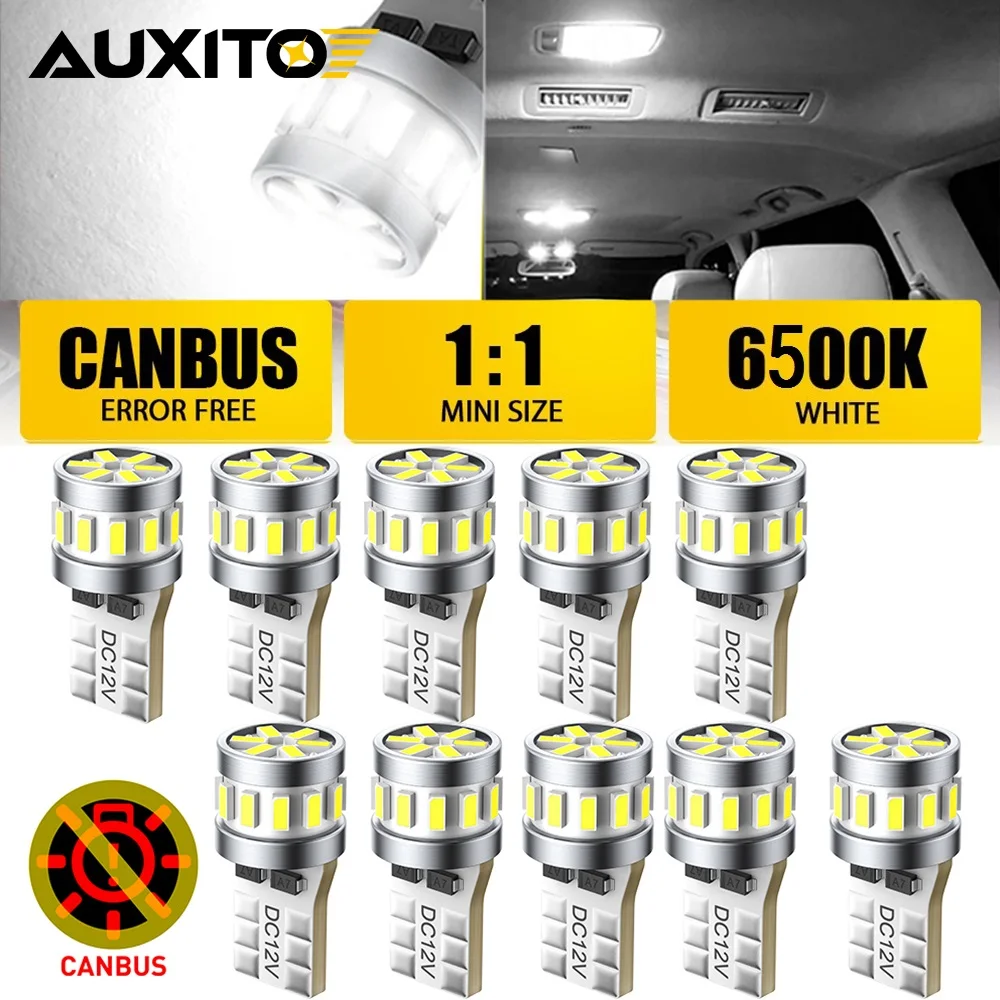 

AUXITO 10 шт. Canbus W5W T10 194 светодиодные автомобильные лампы, боковые внутренние фонари автомобиля 168 194 свет 3014SMD супер яркие для BMW Audi VW