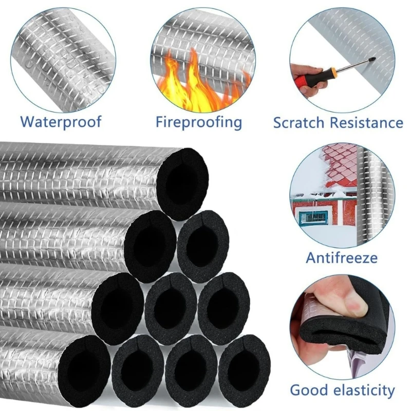 

10Pcs Adhesive Foam Pipe Covers Freeze Cover Pipe Wrap Insulation Foam Tube For Hot Water Heater Enduring M4YD