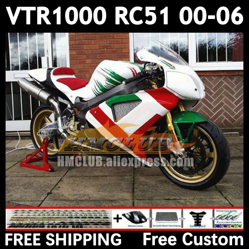 Red White Body For HONDA VTR1000 RC51 VTR 1000 01 02 03 04 05 06 84No.66  SP1 SP2 2000 2001 2002 2003 2004 2005 2006 Fairings