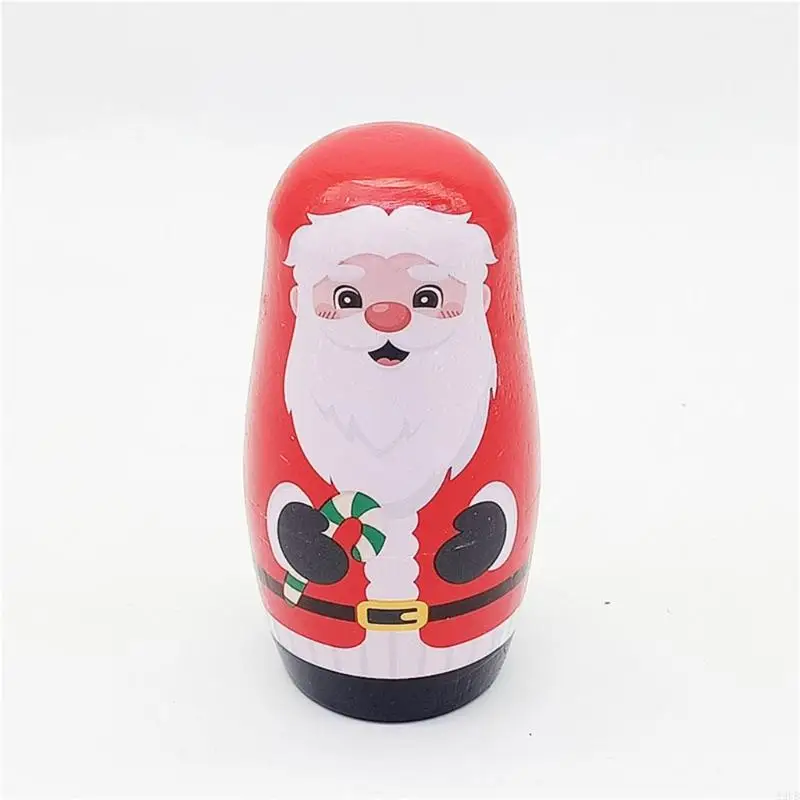 Christmas Santa Russian Nesting Dolls Set of 5 Hand Painted Wooden Matryoshka Dolls Cultural Art Pieces A2UB