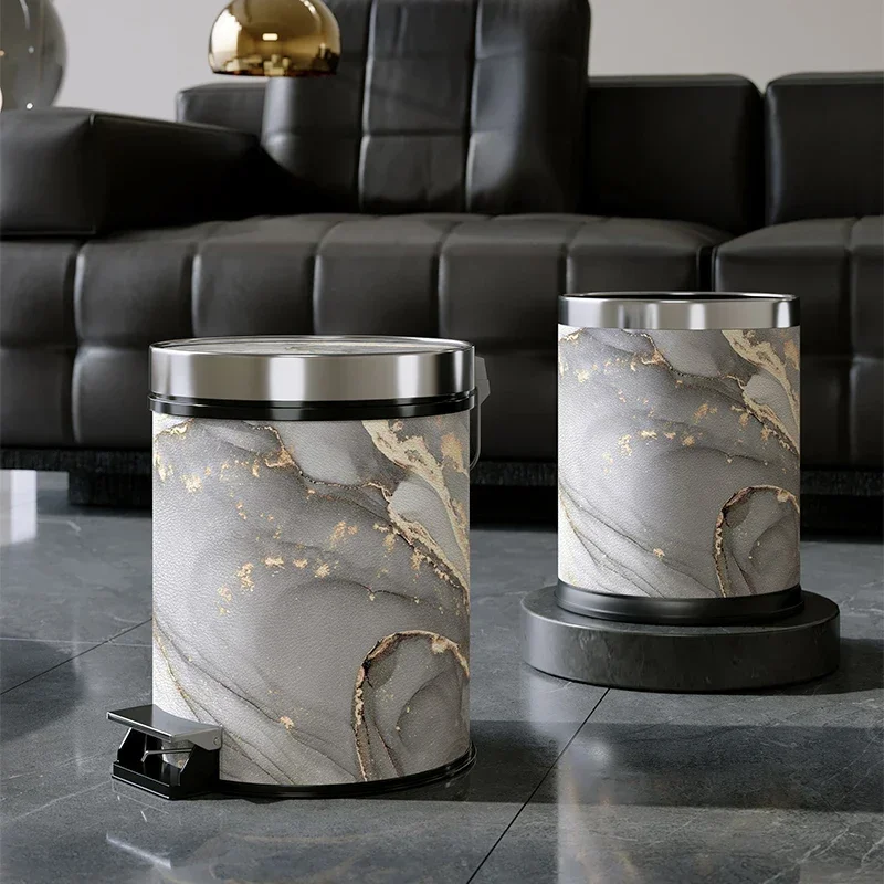 

modern kitchen Food waste processing machine luxury marble pattern trash canliving room bedroom bathroom pedal trash can Trash
