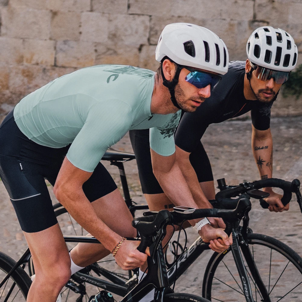 Santic camisas de ciclismo masculinas de verão, manga curta, respirável, secagem rápida, mtb, camisas de ciclismo respiráveis com bolsos