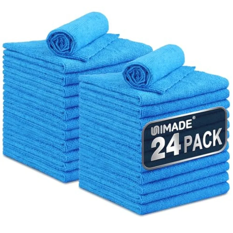 Microfiber Cleaning Cloth, 24 Pack Reusable Microfiber Towels for Cars Lint Free Cleaning Shop Towel Rags for Home Kitchen Auto