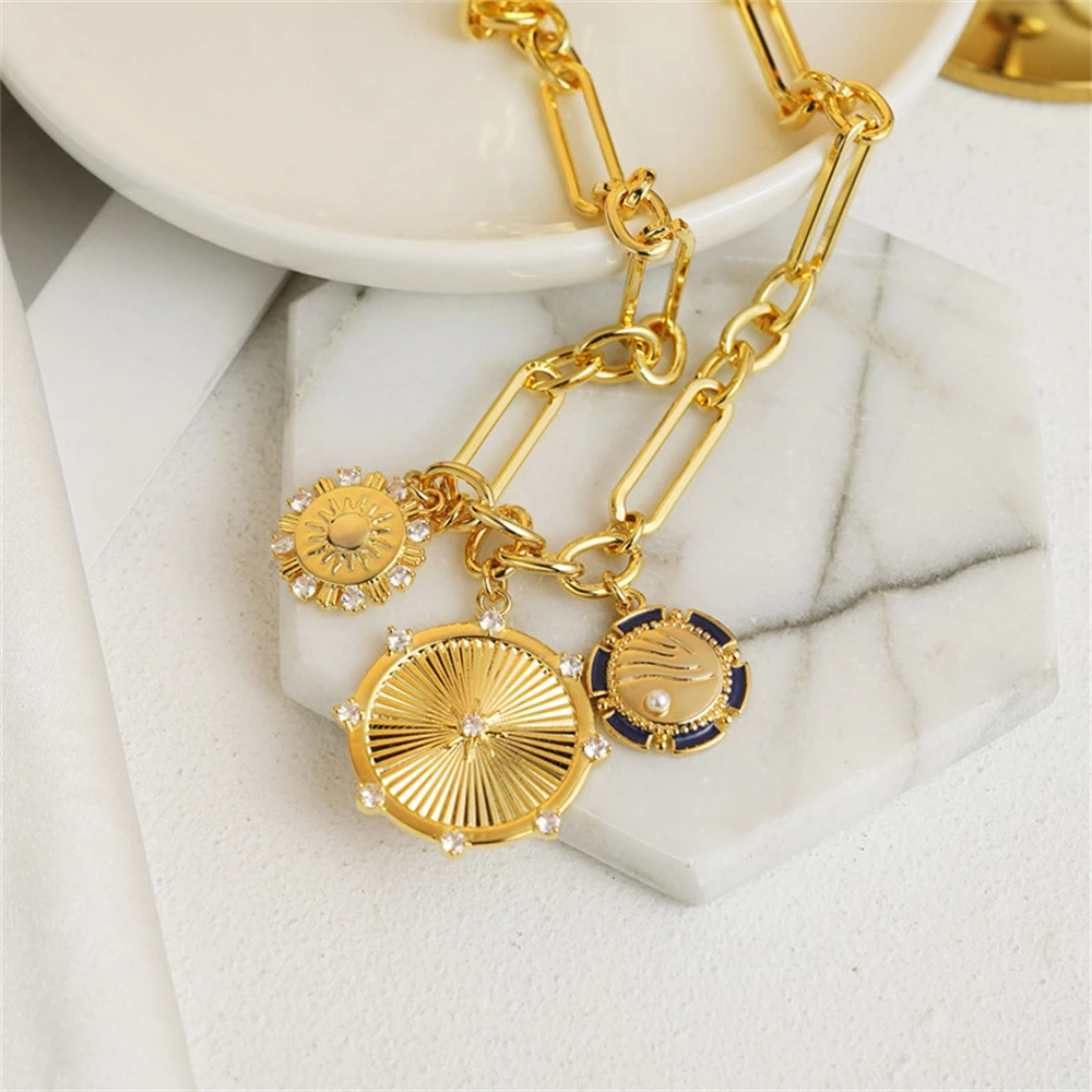 Chunky Sun Charm Necklace For Women Men Trendy Unisex Jewelry Hip Hop With Zircons Inlaid Heart Necklace Gift for Valentine Day