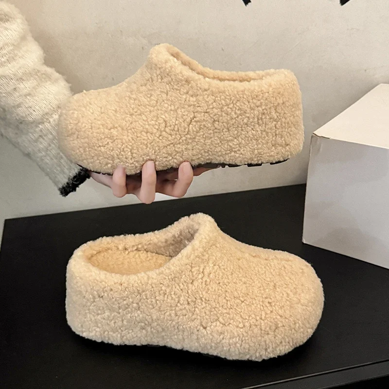 Women's 2026 Winter New Cotton Shoes Platform Inner Heightened Velvet Thermal All-inclusive Slippers