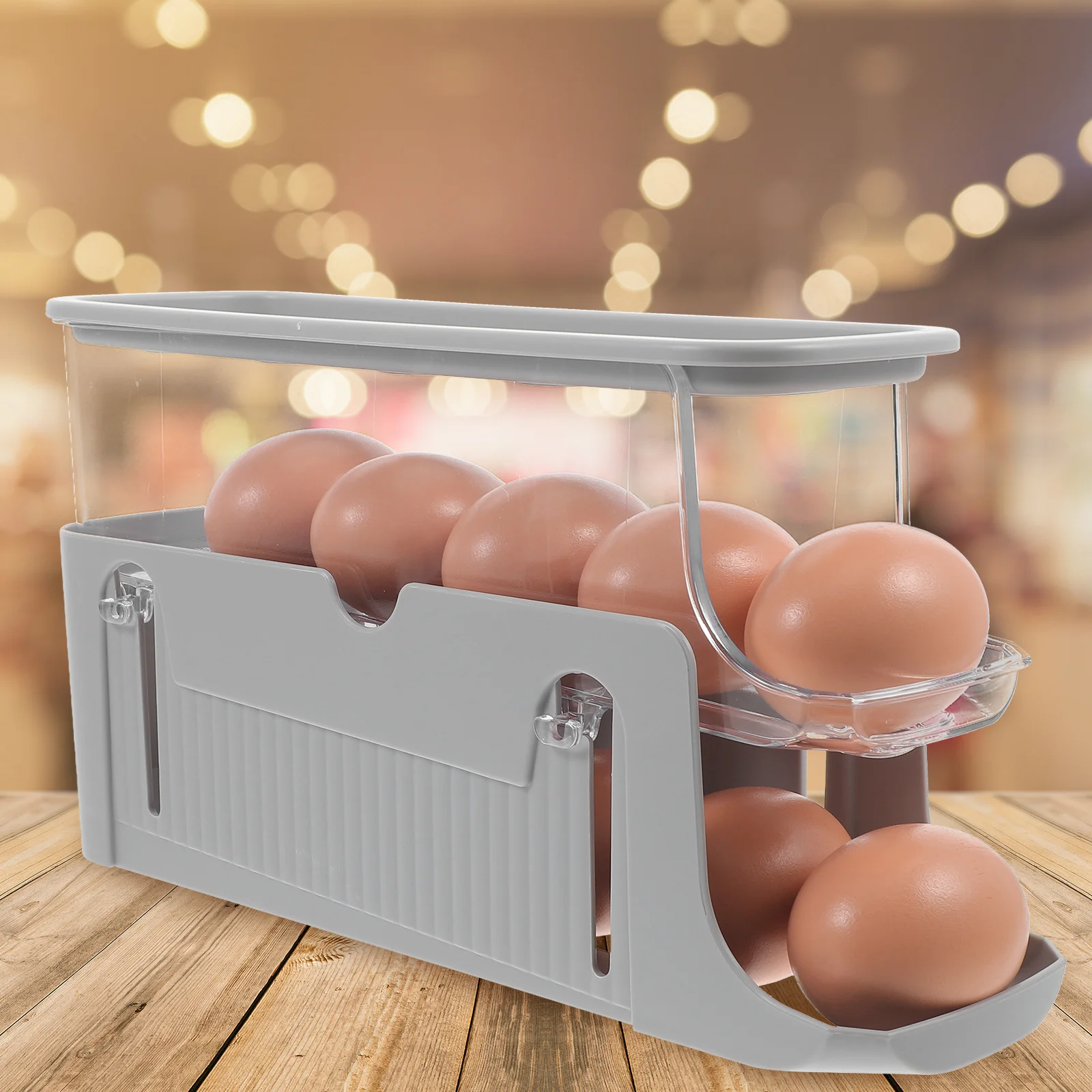 

2 Layers Egg Storage Rack for Refrigerator Plastic Egg Holder Sliding Dispenser Narrow Design Fridge Door Organizer