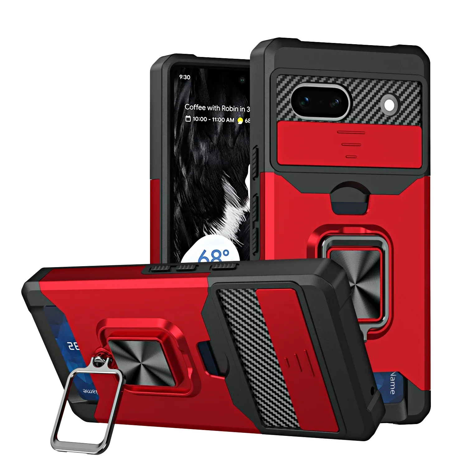 Luxus Rüstung Ständer Fall für Google Pixel 9 8 Pro Proxl 7a 7 6pro Cover Kartens teck platz Brieftasche Ring halter Coque Fundas Capa