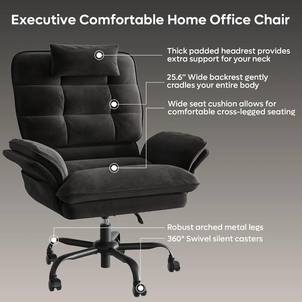 

Cross Legged Office Chair, Criss Cross Chair with Adjustable Arms, 135° Reclining Velet Executive Chair, Customized