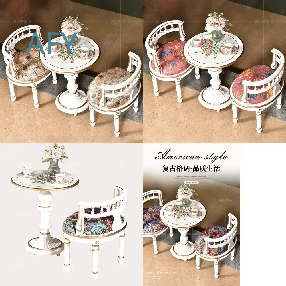 Sofa Chair for Living Room Balcony Set Round Table with Two Solid Wood Chairs for Multiple Combinations Indoor Outdoor