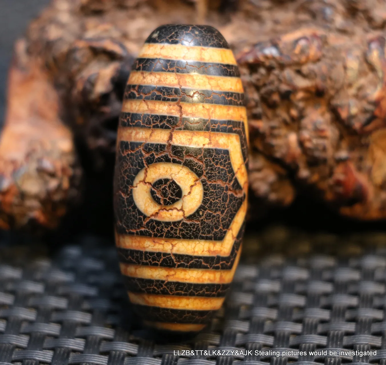 

Treasure Magic Power Tibetan Old Agate Dragon Vein 3 Eye Big Drum dZi Bead Amulet Pendant LKbrother Sauces UPD220219A1