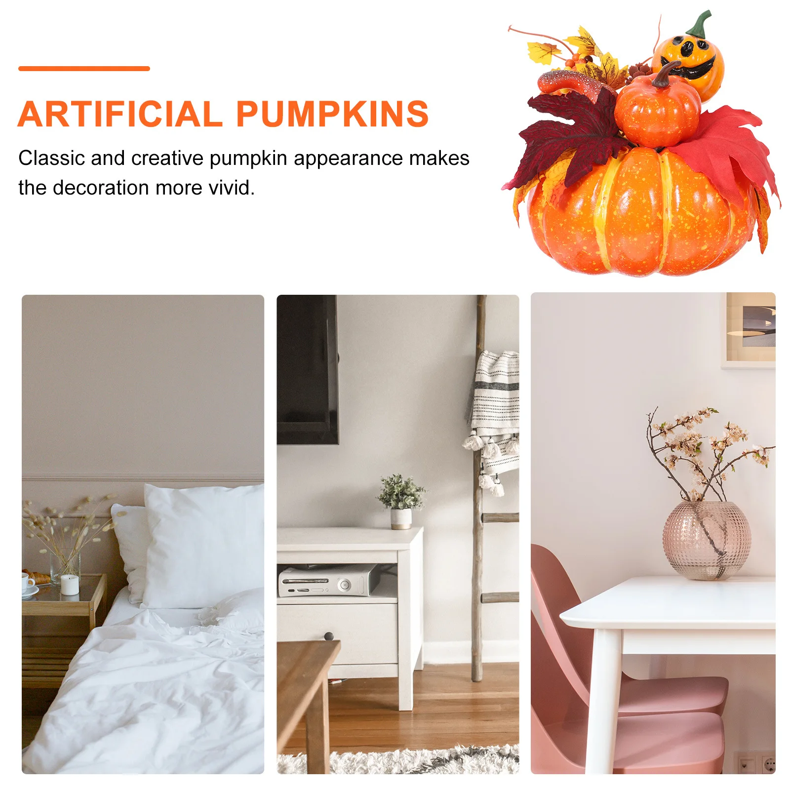 

Artificial Pumpkins Fake Pumpkin Decor Maple Leaves Halloween Thanksgiving Harvest Festival Party Decorative Props Foam Plastic