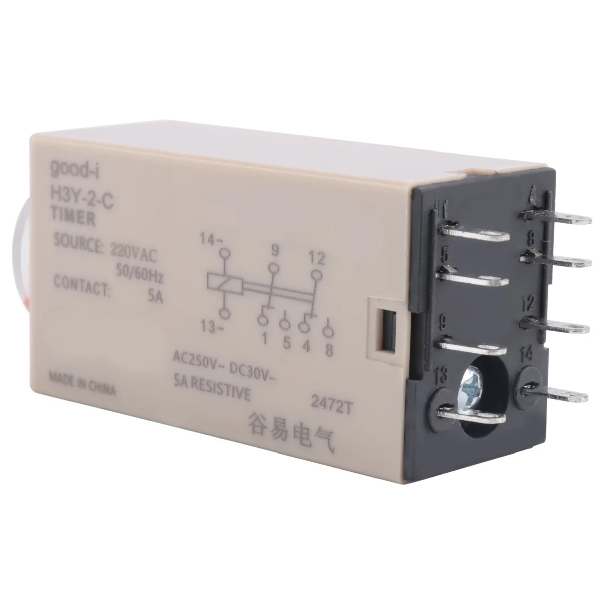 10S Delay Time Relay H3Y-2 AC 220V 8 PIN Adjusting Knob Control Timing Relay for Household Electrical Systems