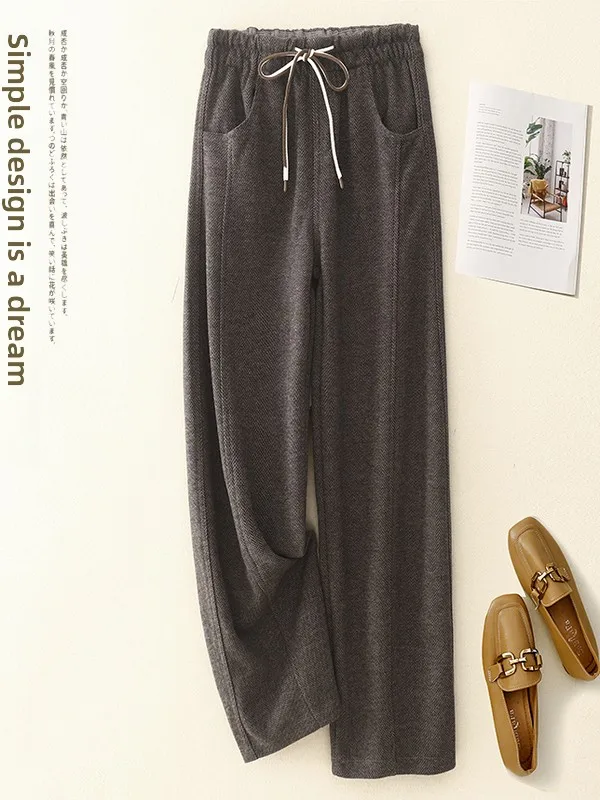 السراويل الفنية غير الرسمية النسائية Faion Thi الدافئة بسيطة Sle الخريف الشتاء السراويل الساق المستقيمة تنوعا مريحة الترفيه... #2