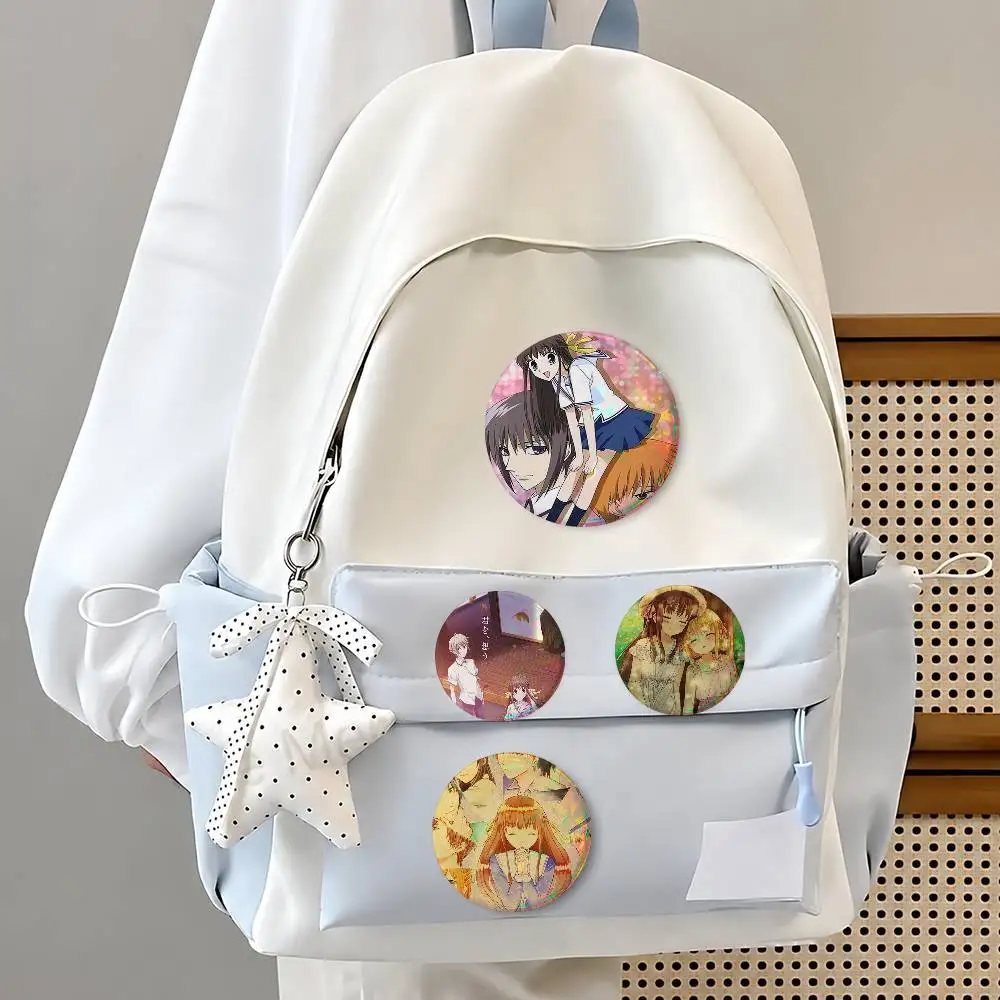 Fruits- Ba-s-ket Anime Round Button Badge Pin Set Anime Cartoon Game Music Cool Fashion Brooch For Backpack Clothes Hat