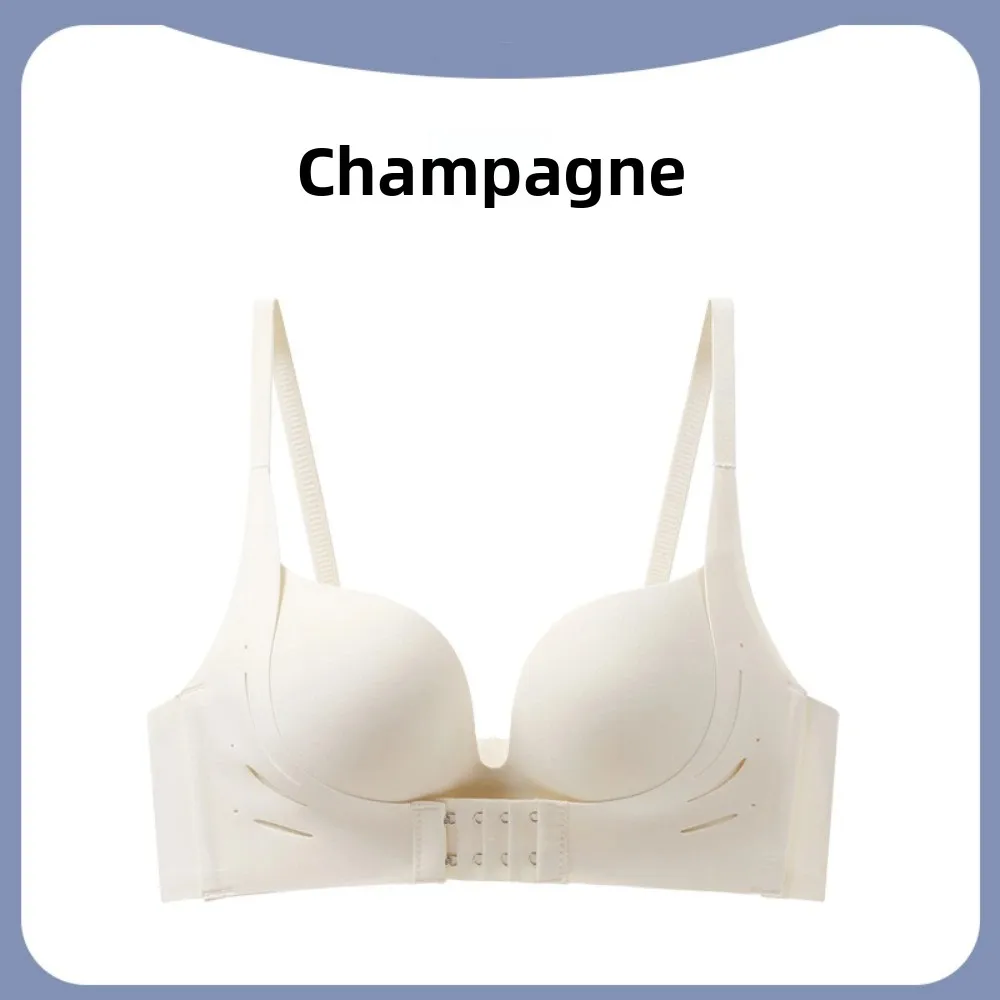 Мягкий сладкий беспроводной бюстгальтер с пряжкой спереди и глубоким V-образным вырезом, противоударный антипровисающий бюстгальтер для женщин, нижнее белье, однотонный бесшовный бюстгальтер, подарки