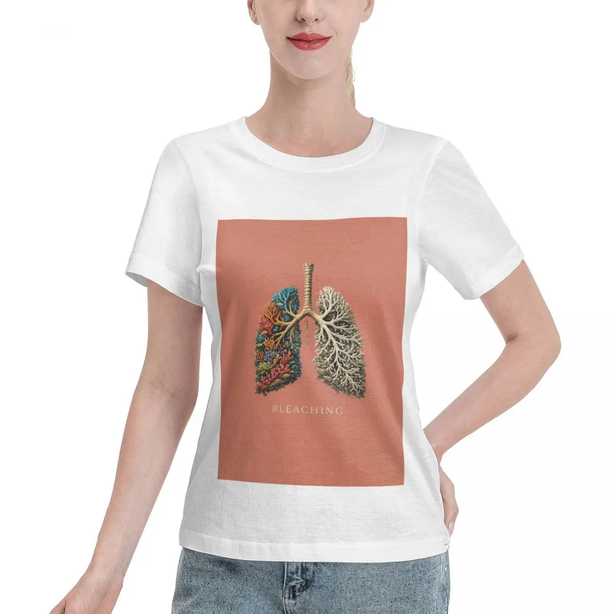 Durable Wear Coral Bleaching Ocean Climate Change Environmental Design Women's T-shirt Minimalist Chic Sport Casual Top