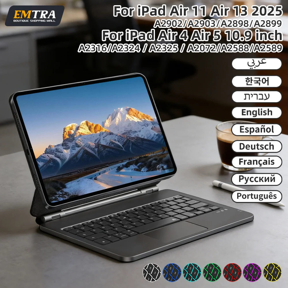 

Wireless Magic Keyboard Folio for iPad 10th 11th A16 2025 Smart Case for iPad Pro 11 Air 4 5 6 Bluetooth Backlit Touch Keyboard