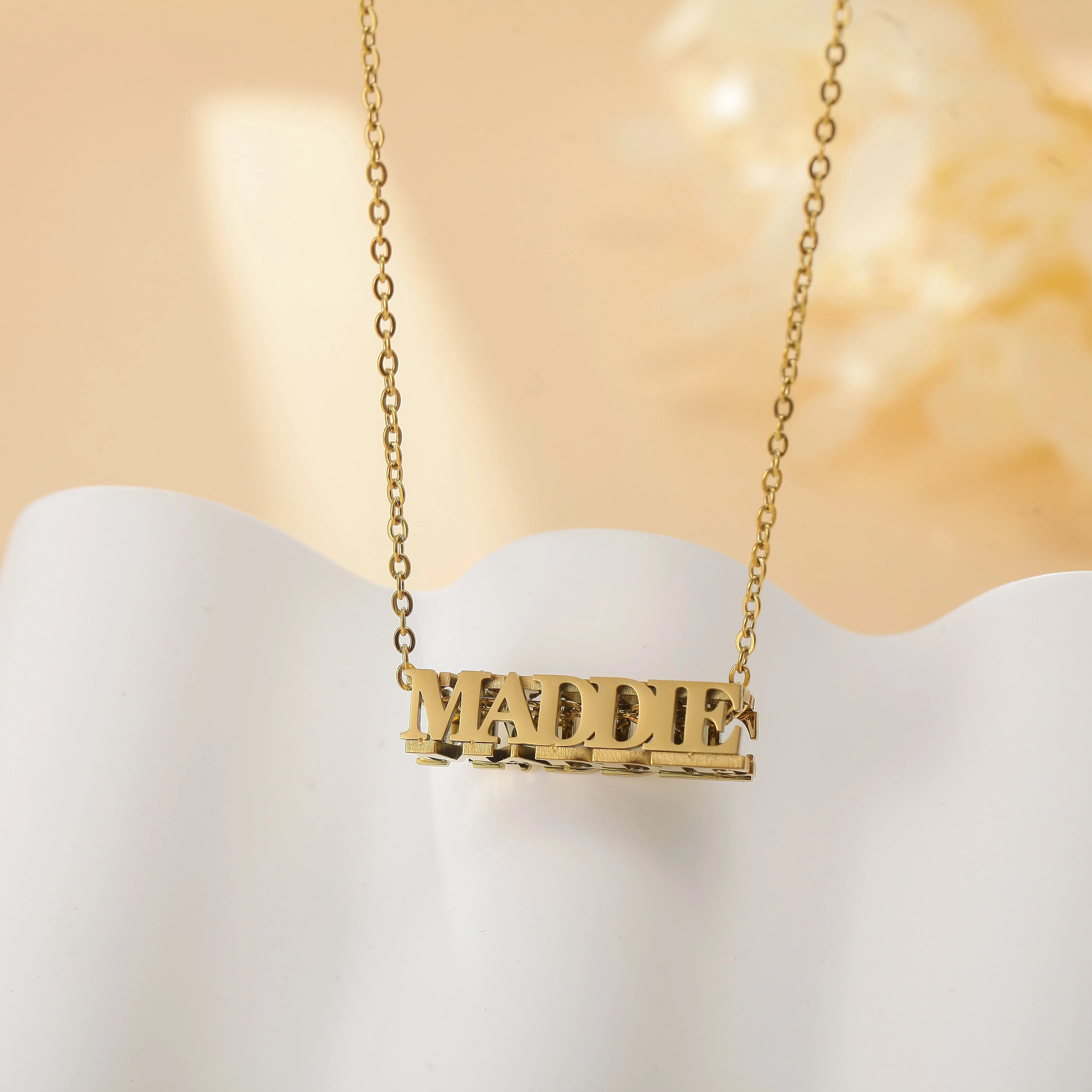 Custom 18K Gold 3d Bar Naam Ketting Gepersonaliseerde 4 Zijbalk Naam Ketting Gepersonaliseerde Cadeau Beste Vriend Tekst Sieraden Moeder Cadeau