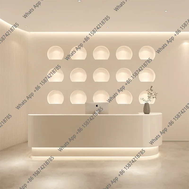 

Стойки ресепшн для магазинов одежды Ee C с LED-подсветкой, бежевые, для кассовых зон, дизайн для ресторанов, мебель для ресепшн