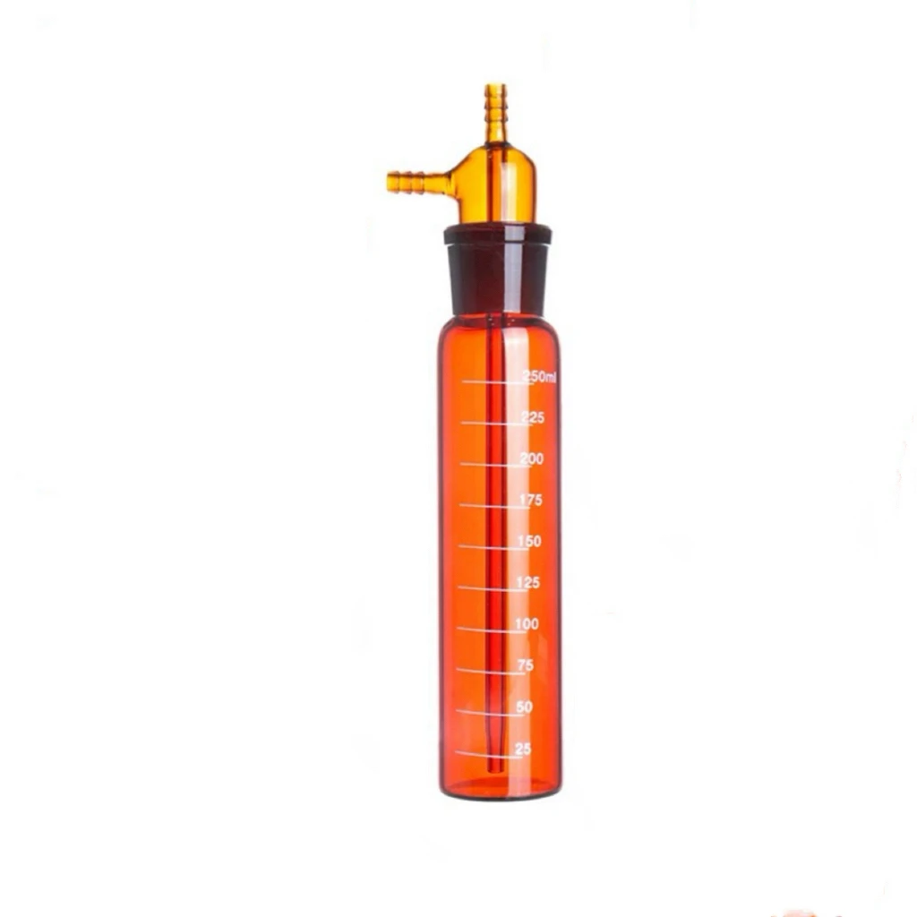 10ml/25ml/50ml/75ml/125ml/250ml/275ml Brown Lab Glass Straight Impact Absorber Bottle Absorption Tube Gas Sampling Bottle