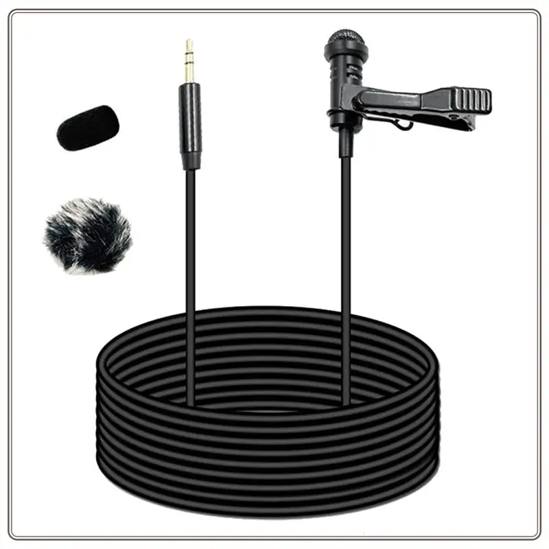 ميكروفون Lavalier موثوق به 3.5 مم + طقم غطاء مقاوم للرياح، ميكروفون Lavalier بمشبك على ميكروفونات خارجية لميكروفون DJI 1