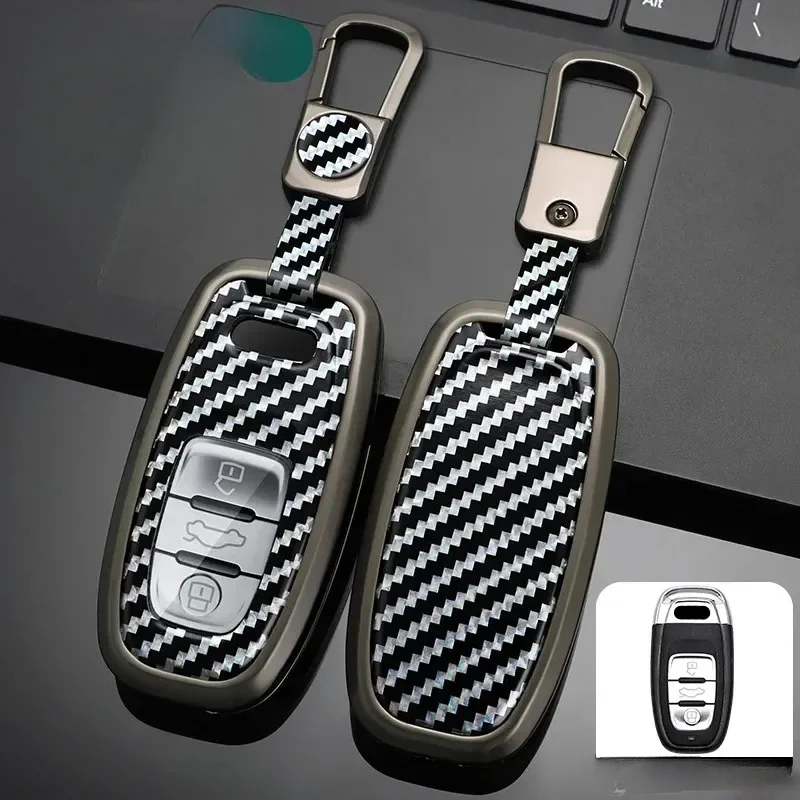 

Carbon Fiber Zinc Alloy Car Key Cover Fob Case Shell For Audi A1 A3 A4 A5 A6 A7 A8 Quattro Q3 Q5 Q7 2010 2011 2012 2013 2014