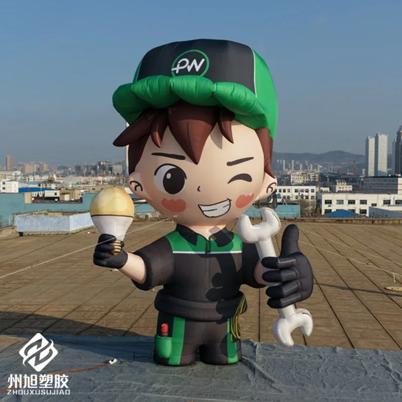 

Надувной ремонтник, с воздуходувкой, гигантская надувная фигура ремонтника для улицы, воздушный шар для промоакций