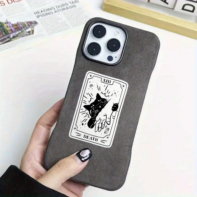 ملصق THALO Death Card Black Cat - ديكور قوطي مقاوم للماء من الفينيل قابل لإعادة الاستخدام #4