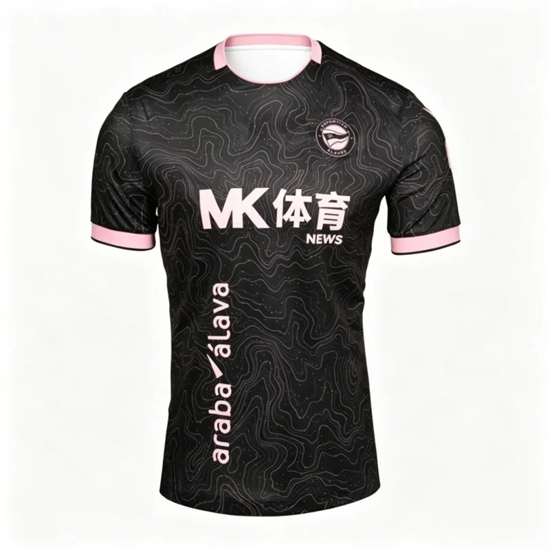 26-27 Neues Alaves Fußballtrikot, 3D-Druck, schnelltrocknend, lässiges Alltags-Sport-Oberteil für Herren, kurzärmeliges T-Shirt, Familien-Set – Detail 1