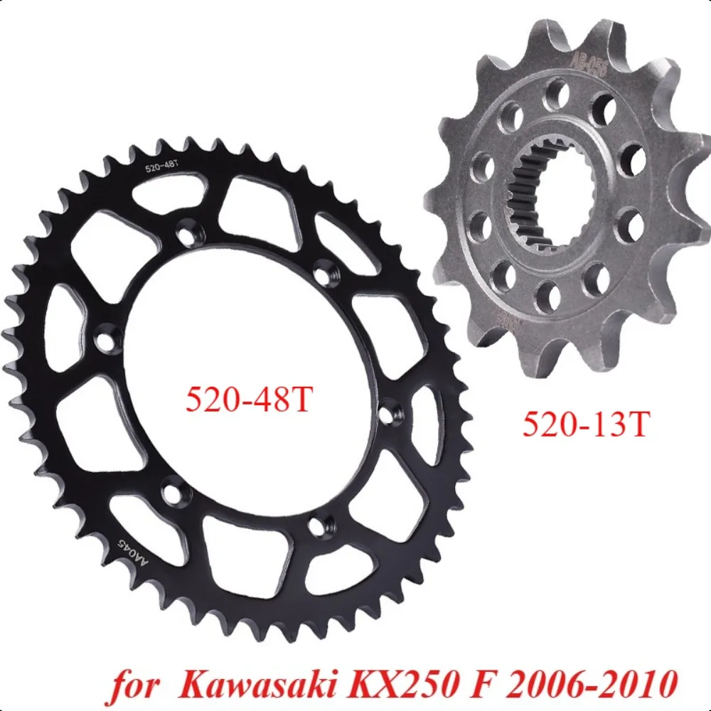 

520 13T 48T Motorcycle Front Rear Sprocket Gear Wheel Cam for Kawasaki KX250 F T6F,T7F,T8F,W9F,XAFB 2006-2010