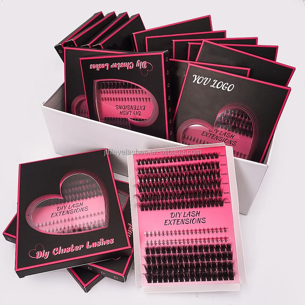 Wholesale New Private Label Individual Eyelash Cluster Extensions D Curl Pre Cut Segment DIY Lash Extension Kit