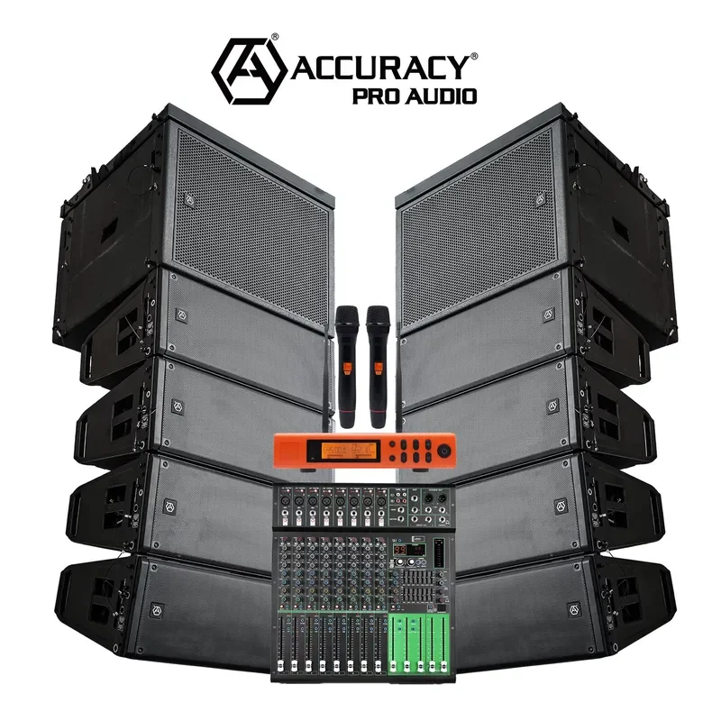BOLRZO Accuracy CLA210A-COMBO Pro Audio NEO Driver Active Dual 10-Inch Line Array System Kit PA System with 18-Inch Subwoofer