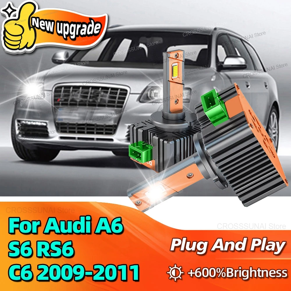 2Pcs For Audi A6 S6 RS6 C6 2009 2010 2011 LED Headlight Bulbs D3S Car Lamp 30000LM Canbus CSP Chip 6000K Light