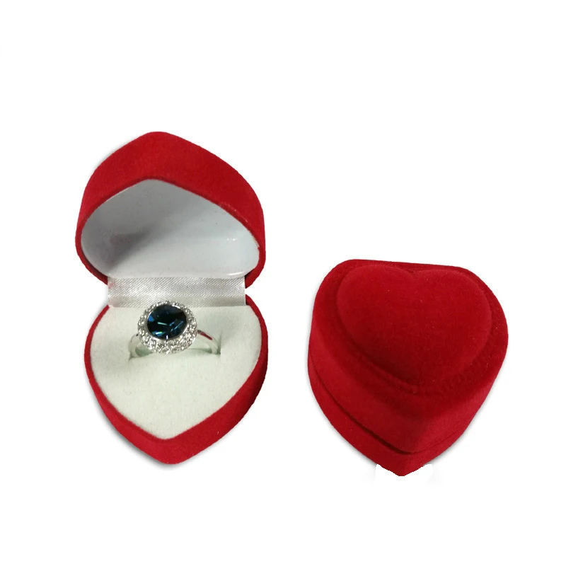 Heart Shape Ring Box Proposal Engagement Wedding Ring Storage Box Valentine'S Day Gift Packaging Display Flower Pattern Case