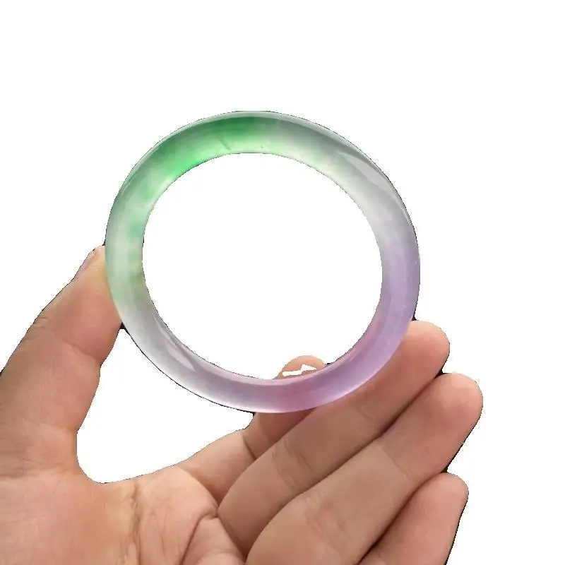 

High ice purple green spring color thin round bar emerald jewelry high value jade bracelet