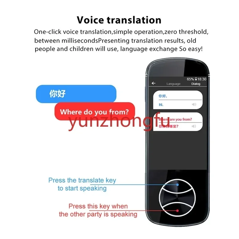 مترجم اللغة الذكي V10 ترجمة متعددة اللغات مع ترجمة غير متصلة بالإنترنت، ترجمة الصور شاشة تعمل باللمس 3.0 بوصة