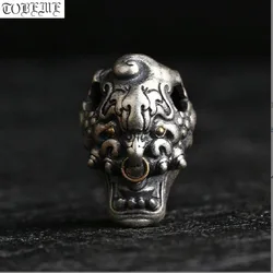 Handmade 925 Silver Gluttony Three-way Bead Tibetan Mala's Guru Pure Silver Buddhist Prayer Beads Guru Bead
