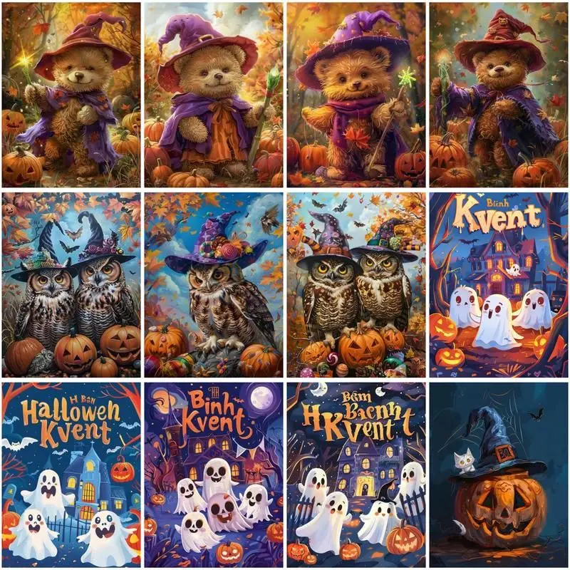 CHENISTORY Pictures By Number Halloween Animal Kits Home Decor Painting By Numbers Drawing On Canvas HandPainted Art Gift