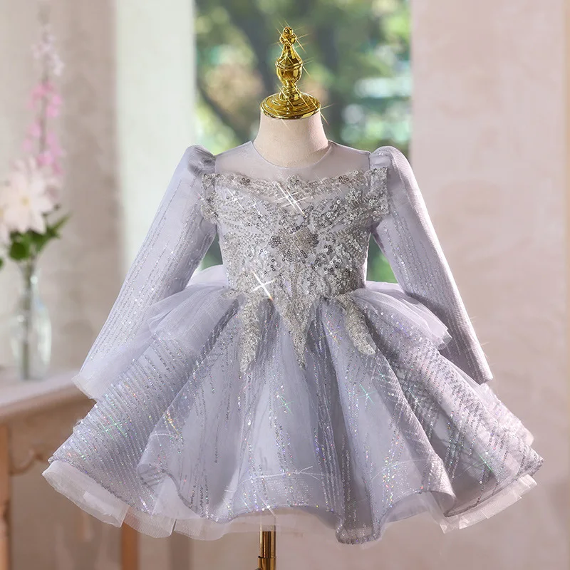 

Girls Light Luxury Host Piano Performance Princess Ball Gown Children Fashion Birthday Party Dress y1746