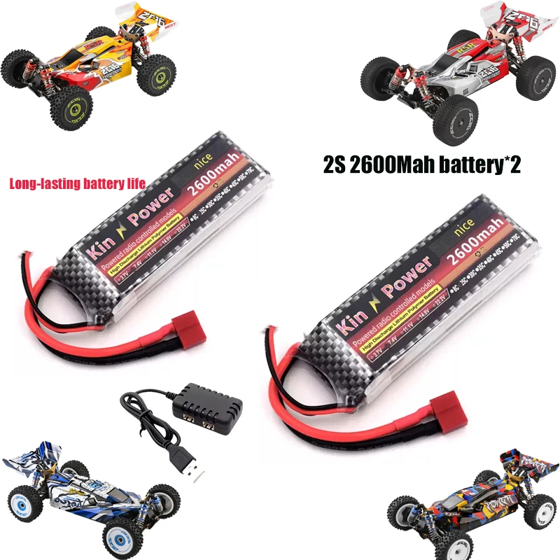 

WLtoys 124007 124019 104009 144001 7.4V 2S 2600mAh 25C Upgrade Lipo Battery Rc Cars for Adults car accessories Dual-port charger