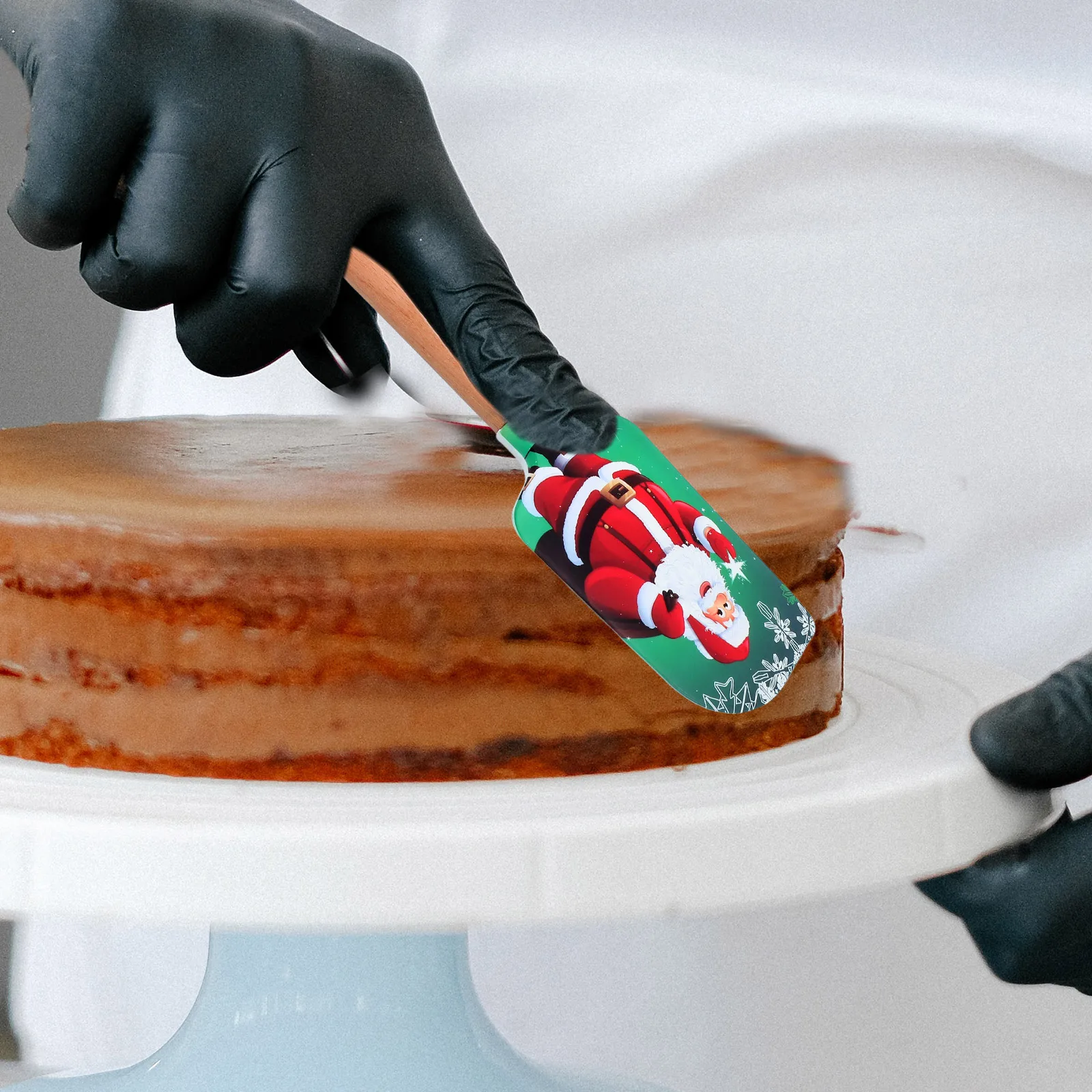 

5pcs Cake Cream Spatula Silicone Wood Handle Baking Scraper Non-Stick Kitchen Tool For Stirring Serving Jam Butter Christmas