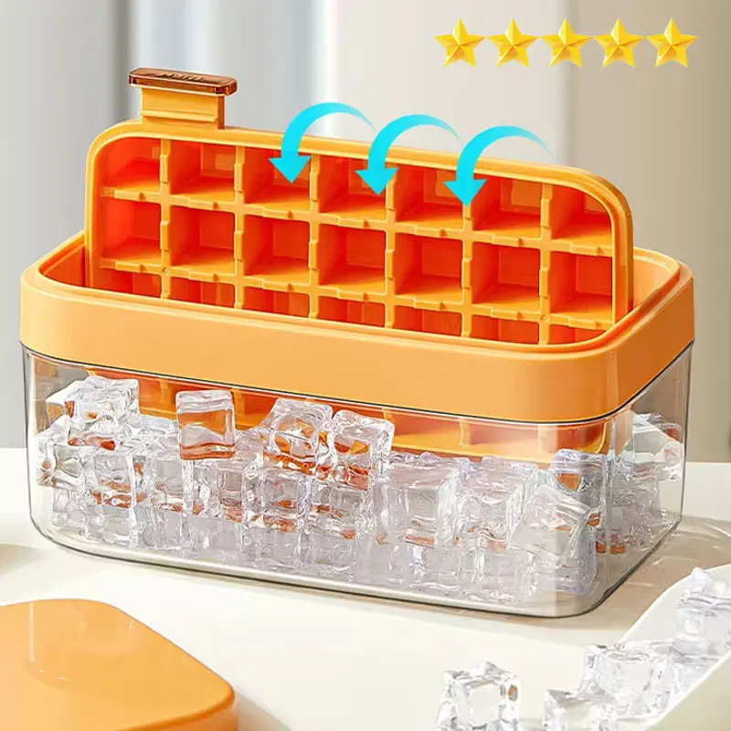 【Hot sales】2 Packs, Ice Cube Tray With Lid And Bin, Ice Cube Trays For Freezer, 64 Cavity Ice Cube Mold Ice Cube Trays