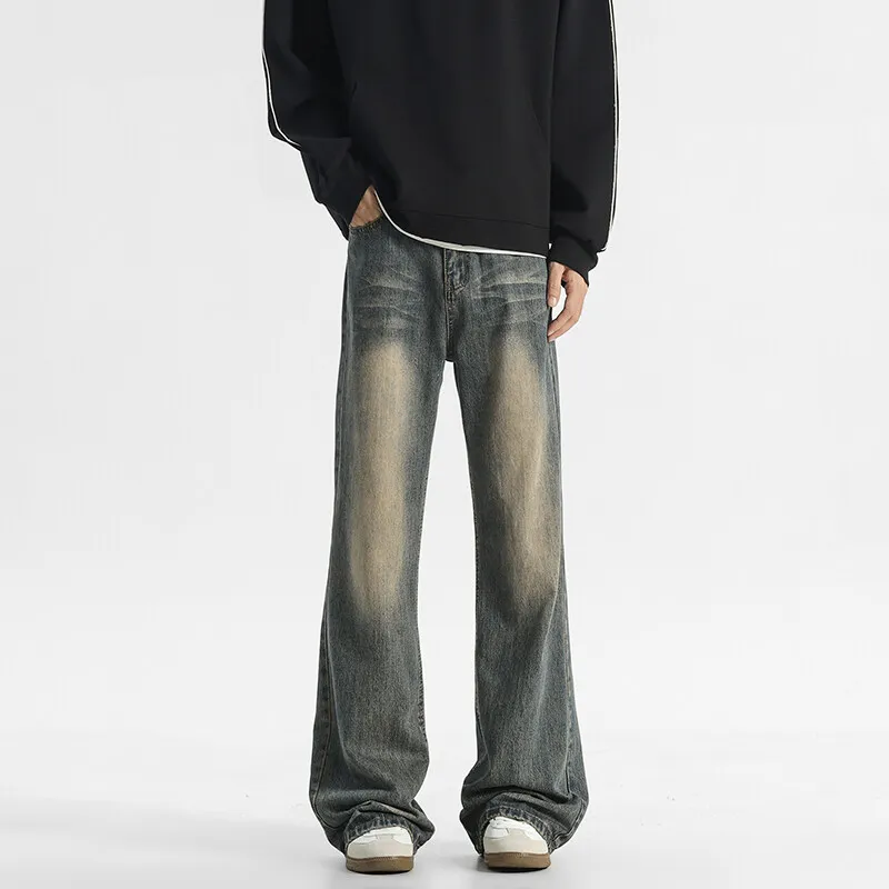 

Cleanfit Vintage Blue Jeans Men's Spring Autumn Casual Drapey Loose Straight Leg American Sle Teenager Cotton Polyester Blend