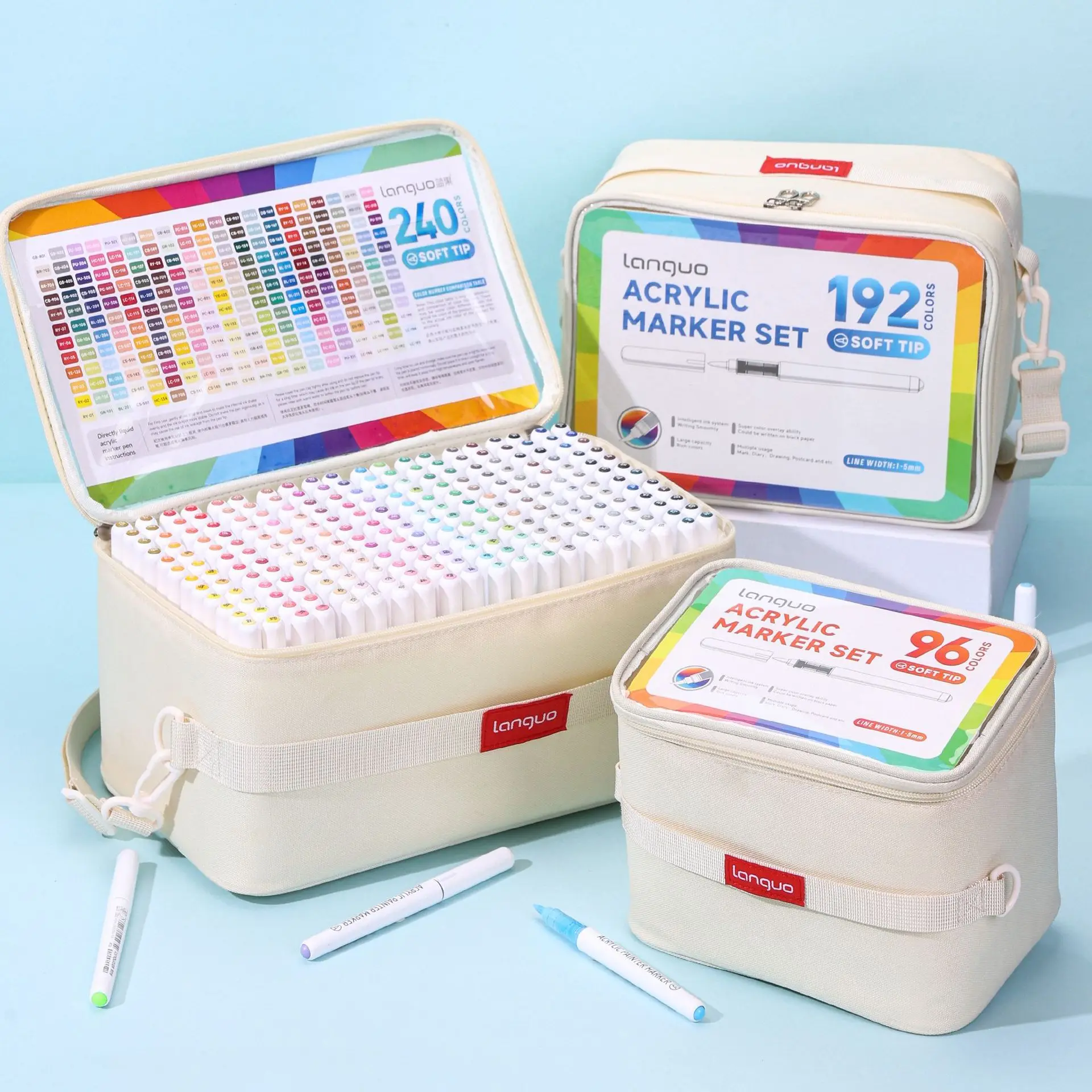 

LANGUO 96-240 Colors Direct Liquid Colors Acrylic Paint Pens Brush Marker Pen for Painting Stone DIY Art Supplies Stationery