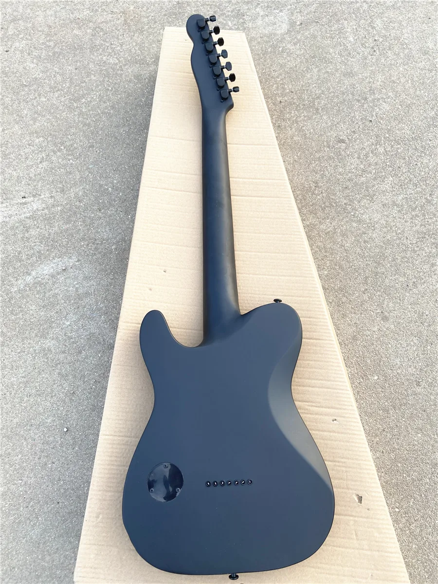 Custom edition black matte 7 string electric guitar fixed perforated bridge black accessory closed pickup