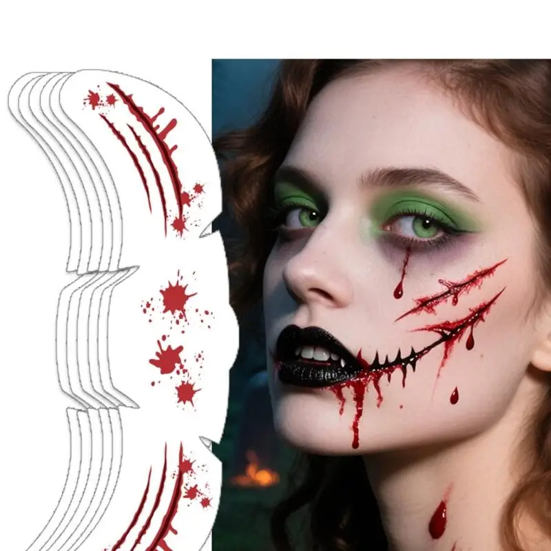 Q1FB 10pcs Halloween Face Sticker Sheets Frecles Feprecles Freacles Frecles مؤقت