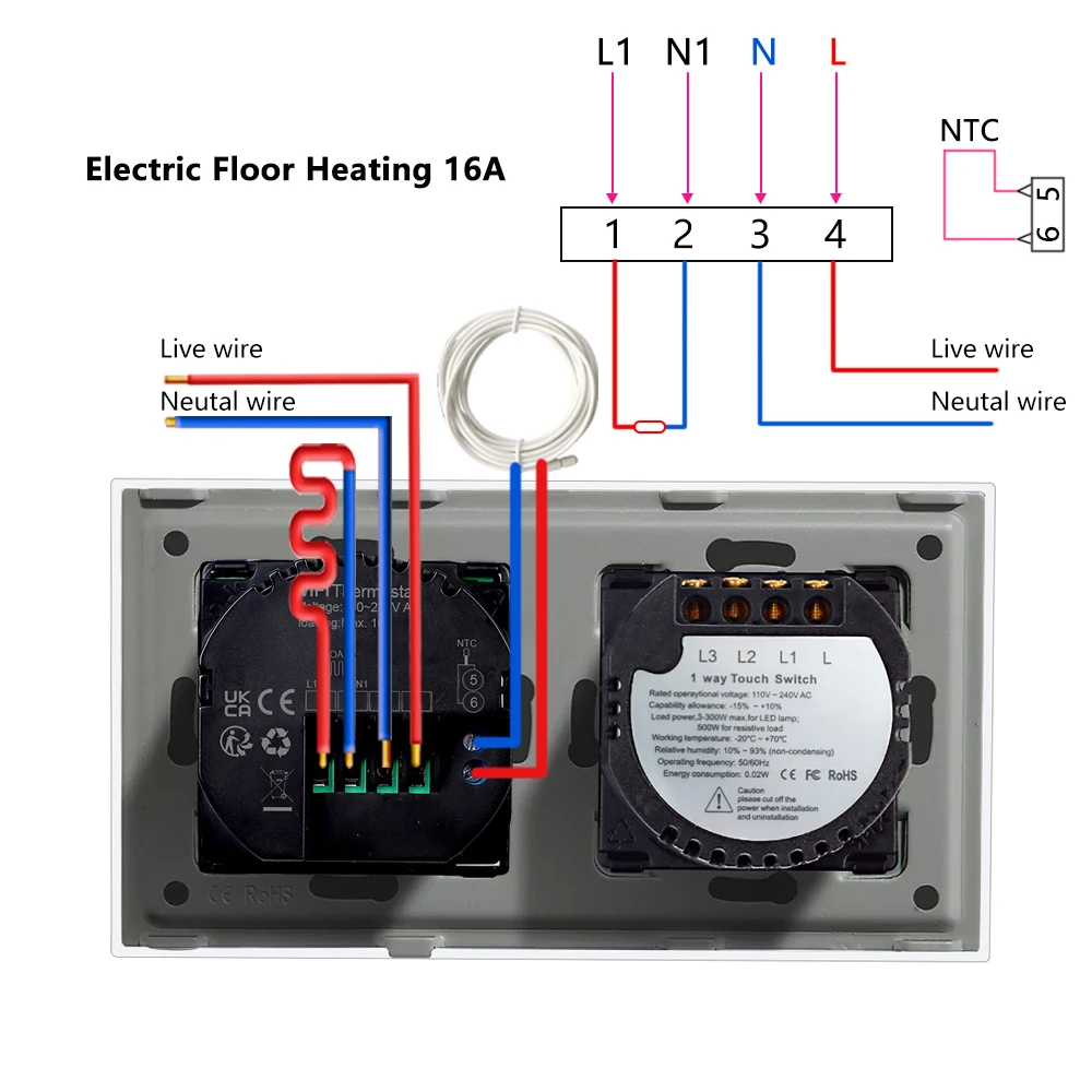 Bingoelec Tuya WiFi Smart Thermostat Electric Floor Heating Water/Gas Boiler Temperature Remote Control with Switch Socket Black